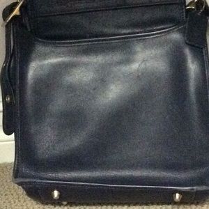 Navy blue leather Coach purse